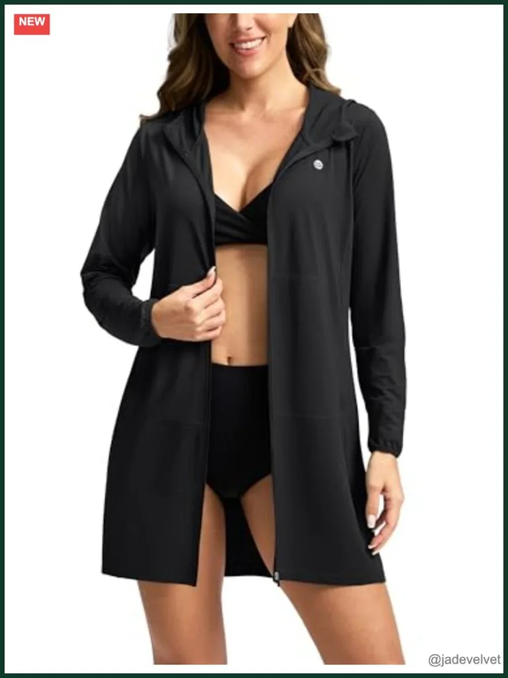 UPF 50+ Swim Cover Up Sun Protection Hoodie Long Jacket Beach Cover Up